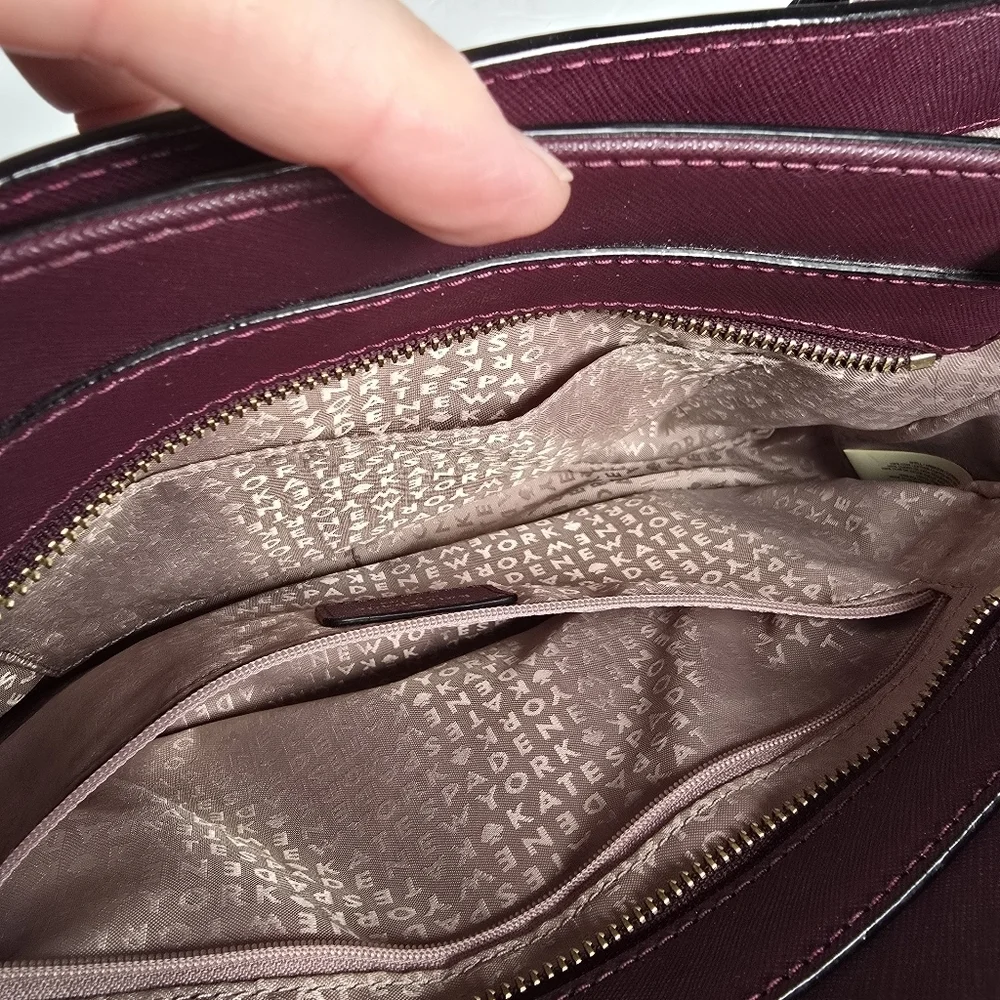 Kate Spade Laurel Way Evanglelie Burgandy/Purple Handbag Multiple Pockets